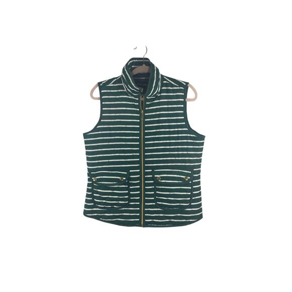 Activology Women's Sleeveless Green  Holidaycore Striped Puffer Vest - Picture 1 of 7